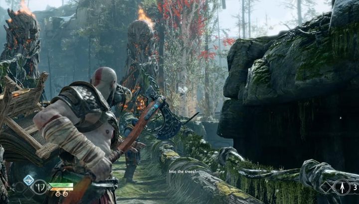 You hear someones voice - follow its source (you can also collect a red chest on your way) - God of War: Path to the Mountain - Walkthrough - Walkthrough - God of War Guide