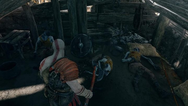 Jump down into an old village and explore the cabins - God of War: Path to the Mountain - Walkthrough - Walkthrough - God of War Guide