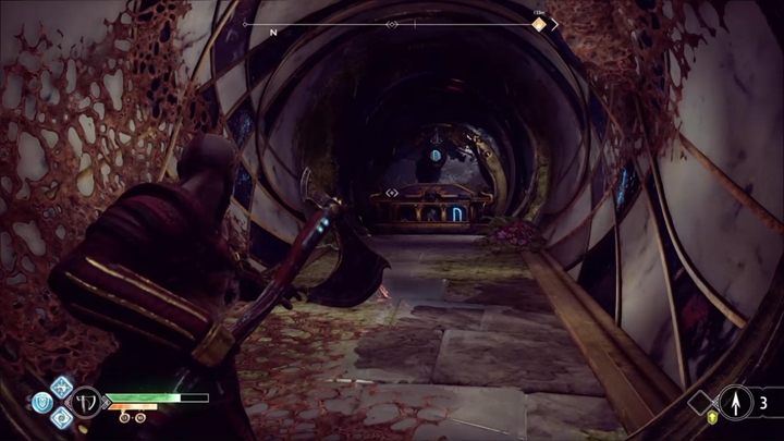In order to open the chest, you will have to throw the axe at the three bells - God of War: The Light of Alfheim - Walkthrough - Walkthrough - God of War Guide