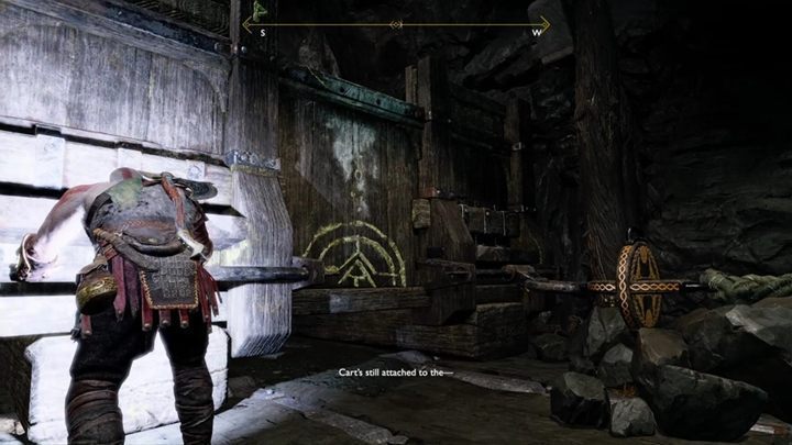 Approach the wagon, disconnect it from the rope and push it under the gate - God of War: Inside the Mountain - Walkthrough - Walkthrough - God of War Guide
