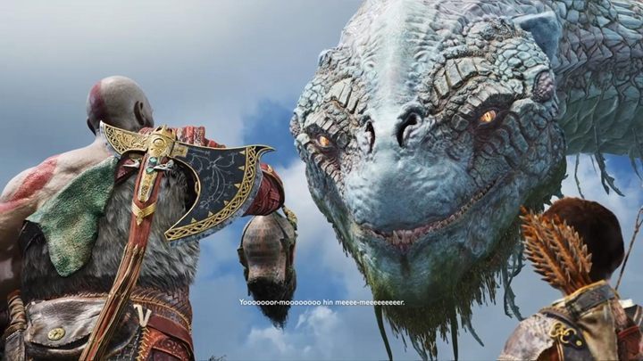 Let Mimir talk to the serpent - the beast will move the temple and unlock the access to the Magic Chisel - God of War: A New Destination - Walkthrough - Walkthrough - God of War Guide