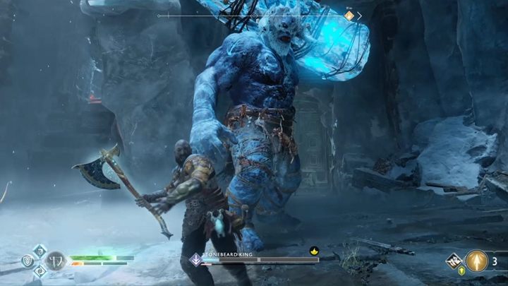 Pick up the red crystal and aim at the ice targets in front of you - God of War: The Magic Chisel - Walkthrough - Walkthrough - God of War Guide