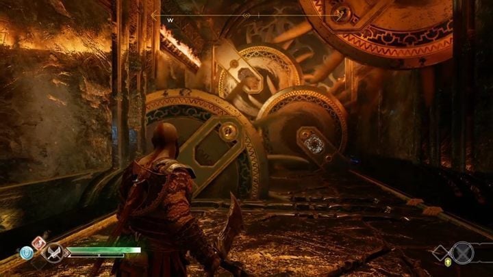 Use the spinning wheel to lift the grate - God of War: The Black Rune - Walkthrough - Walkthrough - God of War Guide