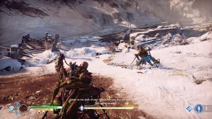 Freya tries to interrupt the fight by restraining both Kratos and Baldur - God of War: Jotunheim in Reach - Walkthrough - Walkthrough - God of War Guide