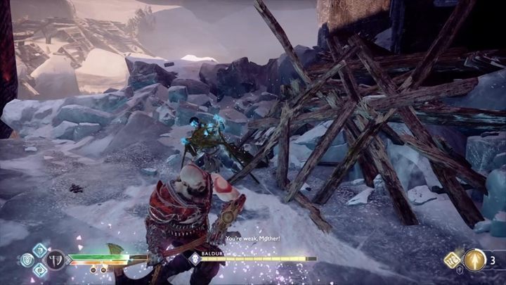 Baldur can change his form - attack him with Blades of Chaos when he is in ice form; use Leviathan when he turns into his fire form - God of War: Jotunheim in Reach - Walkthrough - Walkthrough - God of War Guide