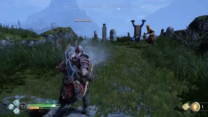 The first altar can be found behind the wooden bridge - its pretty easy to find it - God of War: Free dragons - list, all altars - Labours - God of War Guide