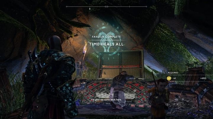 Commentary: You start the quest in Fafnirs Storeroom when you encounter the ghost of the father murdered by his son - God of War: Favors - list of all quests, walkthrough - Side quests and challenges - God of War Guide