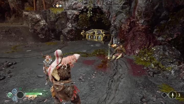 Commentary: Shoot at the symbol, turn it and collect the artifact from the corpse - God of War: Lookout tower - all collectibles list - Shores of Nine - God of War Guide