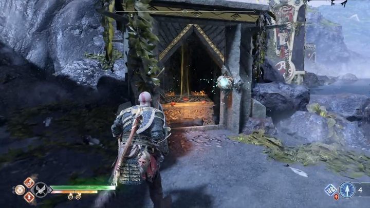 Commentary: To reach it, you have to use Winds of Hel and guide them to the gate, behind which there are the chests - God of War: Cliffs of the Raven - all collectibles list - Shores of Nine - God of War Guide