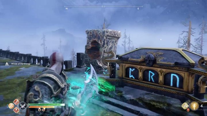 Commentary: You find the chest past the hidden passage, while climbing down from the stronghold along another route - God of War: Konunsgard - all collectibles list - Shores of Nine - God of War Guide