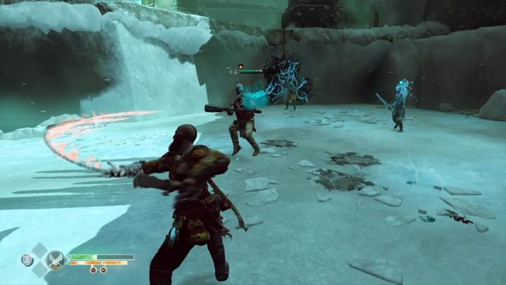 The path is linear and involves dealing with more ice enemies and destroying entangling roots - God of War: The Bridge Keeper of Helheim - boss, how to beat? - Bosses - God of War Guide