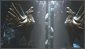 After the conversation, do a grapple and jump onto the chain - Walkthrough - The Caverns | Walkthrough - Walkthrough - God of War 3 Game Guide & Walkthrough