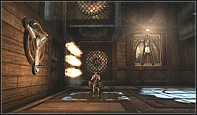 The cube will turn and youll land next to two chests (on the right): one with experience, the second one with a power-up [ - Walkthrough - The Labyrinth | Walkthrough - Walkthrough - God of War 3 Game Guide & Walkthrough