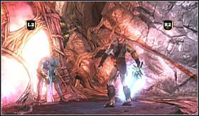 As you get close to the heart, Kratos will jump into the air and you will have to do a curve with the left stick - Walkthrough - Zeus | Walkthrough - Walkthrough - God of War 3 Game Guide & Walkthrough