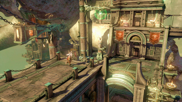 When the area is cleared, pull the lever (up to the end) until the hook appears - Fight with the Cyclope - Chapter 3: The Guard House - God of War: Ascension - Game Guide and Walkthrough