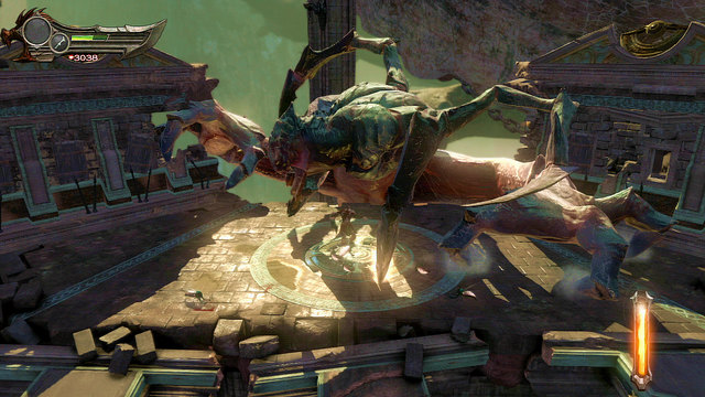 After grabbing him again, the arena will be even more decreased and the last phase of the encounter begins - Second fight with the Hand of Hecatonchires - Chapter 3: The Guard House - God of War: Ascension - Game Guide and Walkthrough