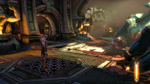 Standing at beasts corpses (you can approach them and read a short description) go to the corridor on left - Second fight with the Hand of Hecatonchires - Chapter 3: The Guard House - God of War: Ascension - Game Guide and Walkthrough