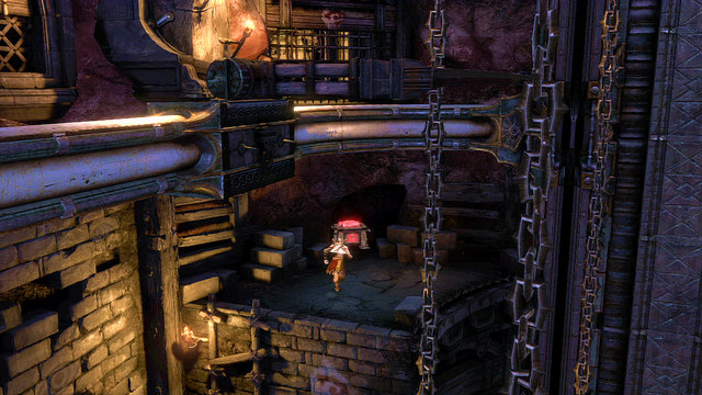 Before you get to a mechanism marked with a white light, go to the left side of the room and jump onto a platform with red chest - Second fight with the Hand of Hecatonchires - Chapter 3: The Guard House - God of War: Ascension - Game Guide and Walkthrough