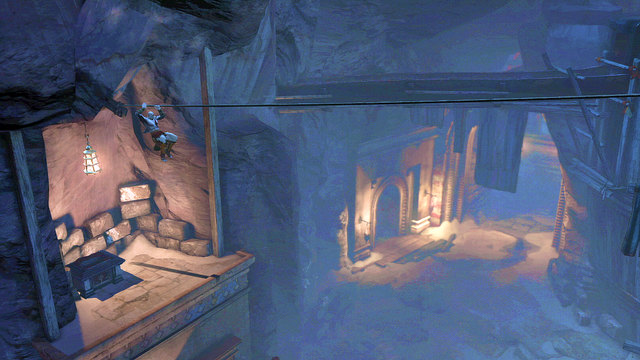 Now return to sedan chair and use it to jump onto a platform with red chest - The beginning of the village - Chapter 5: The Village of Kirra - God of War: Ascension - Game Guide and Walkthrough