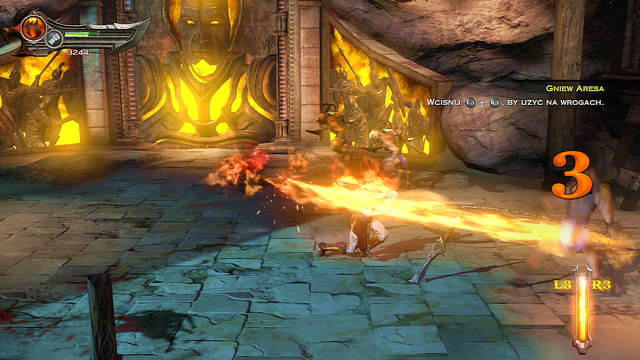 Use a fire to essence your weapons with the flame - Fire of Ares and Mill-Wheel - Chapter 5: The Village of Kirra - God of War: Ascension - Game Guide and Walkthrough