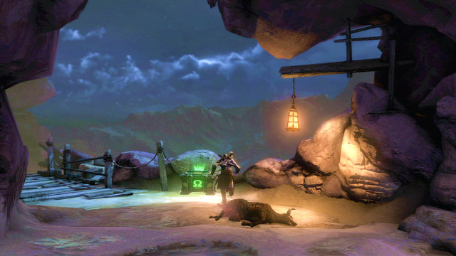 Move forward until you find a green chest at a broken bridge - Fire of Ares and Mill-Wheel - Chapter 5: The Village of Kirra - God of War: Ascension - Game Guide and Walkthrough