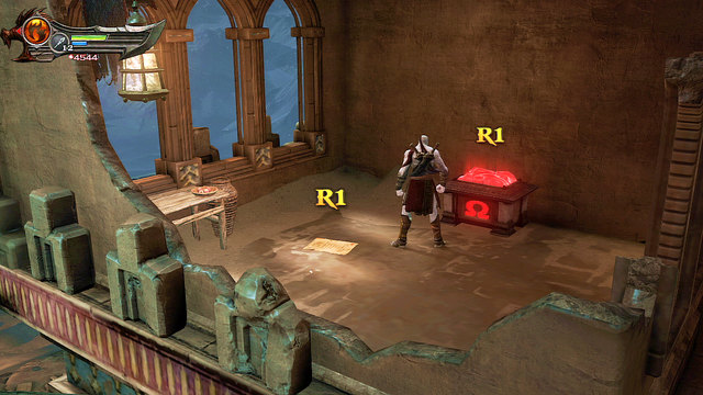 Moving forward youll kill few parasites and get to a destroyed hut - Fire of Ares and Mill-Wheel - Chapter 5: The Village of Kirra - God of War: Ascension - Game Guide and Walkthrough