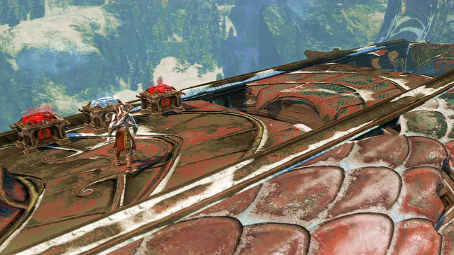 After a fight go through the gate and jump onto a snake - Walkthrough - Chapter 8: The Pythons Belly - God of War: Ascension - Game Guide and Walkthrough