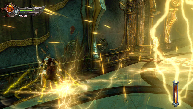 The second one is a shot of three lightning hitting the place where youre standing - Riddles of Statues, Way to the Tombs - Chapter 10: The Temple of Delphi - God of War: Ascension - Game Guide and Walkthrough