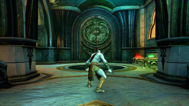 Moving forward, open the red and the green chest and go left - Soul of Hades - Chapter 11: Delphi Catacombs - God of War: Ascension - Game Guide and Walkthrough