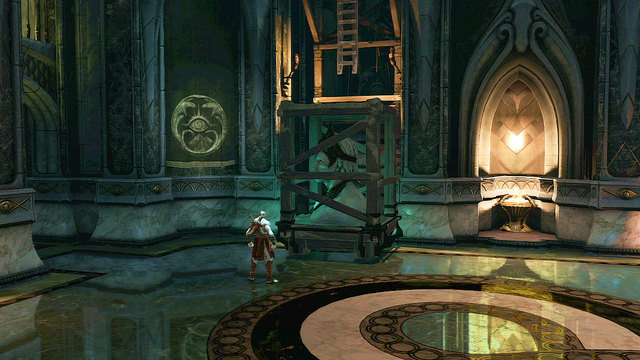 Then grab a bust from the right side of the chamber and drag it under the ladder nearby an entrance - Soul of Hades - Chapter 11: Delphi Catacombs - God of War: Ascension - Game Guide and Walkthrough