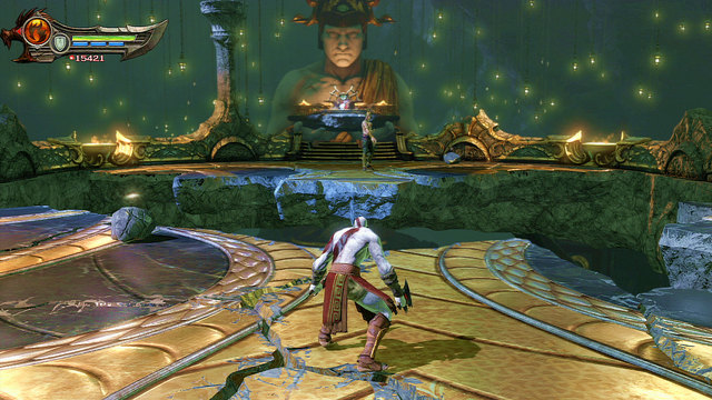 When you find yourself in front of Castor, grab a rock from your left and throw at him - Walkthrough - Chapter 12: The Oracles Chamber - God of War: Ascension - Game Guide and Walkthrough