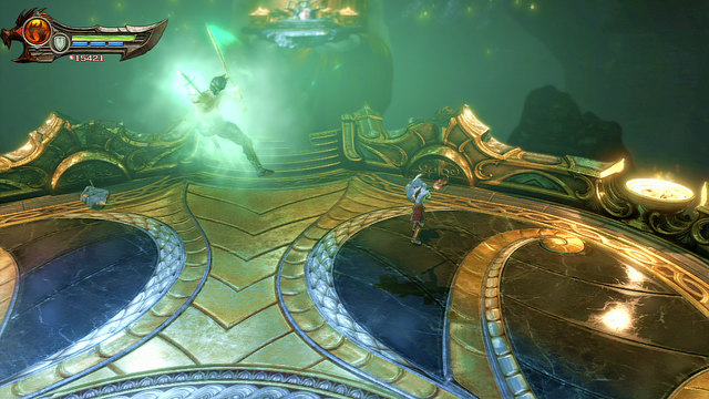 You can make this part of fight easier by destroying columns and throwing them at boss - Walkthrough - Chapter 12: The Oracles Chamber - God of War: Ascension - Game Guide and Walkthrough