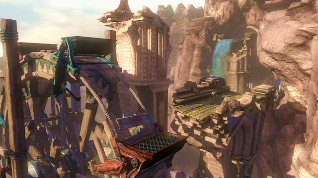 You get to a mill-wheel - Walkthrough - Chapter 14: The Cistern (pt. 2) - God of War: Ascension - Game Guide and Walkthrough