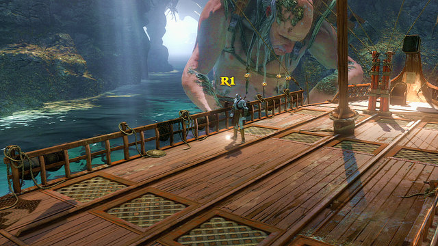 Go onto a ships board if you want to know more about port administrator - Walkthrough - Chapter 15: The Grotto - God of War: Ascension - Game Guide and Walkthrough