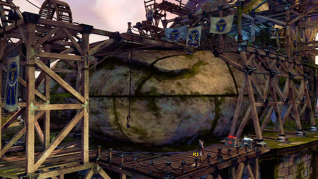 Getting right on the edge, you find a Note of Archimedes red and white chest - Path to the statue - Chapter 18: Delos Landing - God of War: Ascension - Game Guide and Walkthrough