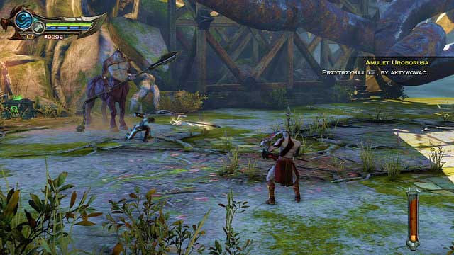 When you jump down, youll be attacked by the blue warrior woman and two centaurs - Centaurs and the Foot of Apollo - Chapter 19: The Foot of Apollo - God of War: Ascension - Game Guide and Walkthrough