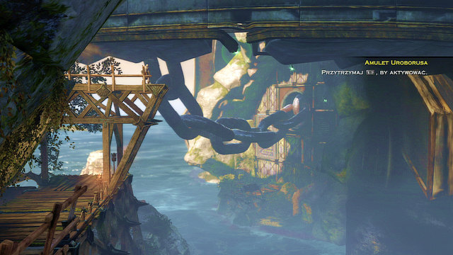 After getting onto an edge of the scaffold jump forward and catch the chain - Centaurs and the Foot of Apollo - Chapter 19: The Foot of Apollo - God of War: Ascension - Game Guide and Walkthrough