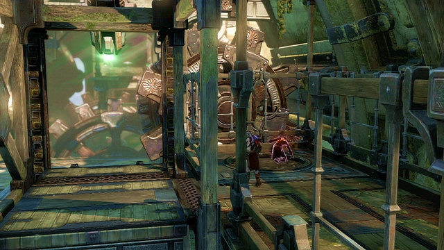 Now return to the elevator and stand on a round trapdoor - Walkthrough - Chapter 21: The Forearm of Apollo - God of War: Ascension - Game Guide and Walkthrough