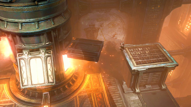 When you clean the area, jump onto a podium on right - Onto the Furnaces Top - Chapter 23: The Furnace - God of War: Ascension - Game Guide and Walkthrough