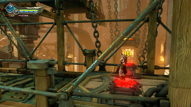 Go right and open red chests - Onto the Furnaces Top - Chapter 23: The Furnace - God of War: Ascension - Game Guide and Walkthrough