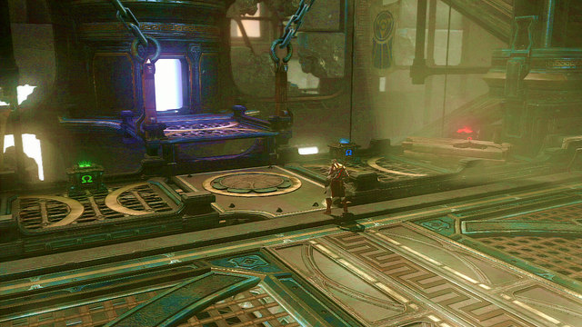 When the elevator stops, finish remaining enemies, collect all four chests and enter the lit room - Walkthrough - Chapter 25: The Furnace (pt. 2) - God of War: Ascension - Game Guide and Walkthrough