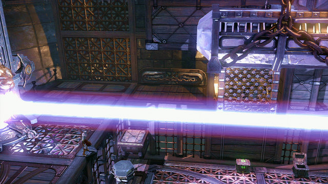 After a fight, drag a stone platform on left and jump through it onto an upper level - Walkthrough - Chapter 26: Eyes of Apollo - God of War: Ascension - Game Guide and Walkthrough