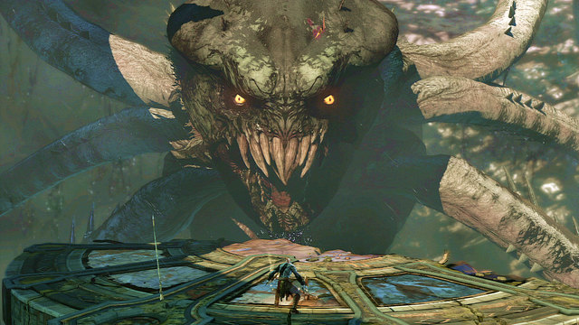 After a long sequence of hits and jumps, youll fight Kraken on a small stone circle - Walkthrough - Chapter 30: Alectos Chamber - God of War: Ascension - Game Guide and Walkthrough