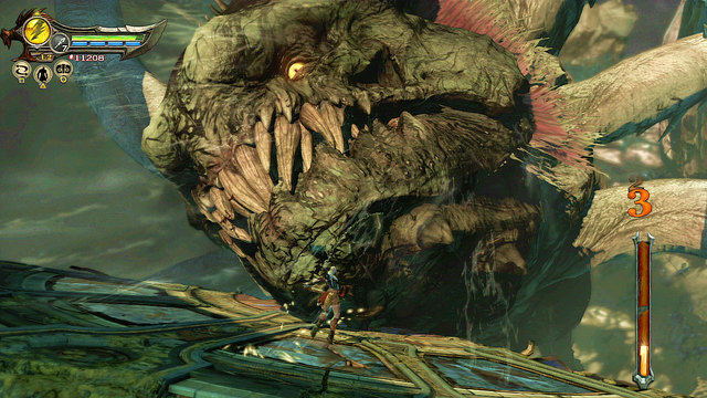 Kraken attacks also with his jaw and some black substance - just move back - Walkthrough - Chapter 30: Alectos Chamber - God of War: Ascension - Game Guide and Walkthrough