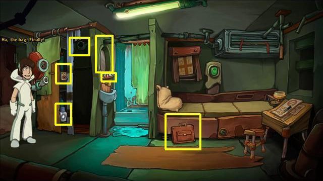 Take the bag - Escape the hotel trap | Hotel Menetekel in Goodbye Deponia - Hotel Menetekel - Goodbye Deponia Guide