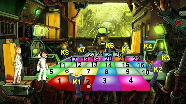 It turns out that the room is guarded by cameras - you need to distract their attention - Deactivate the cameras | Organon Cruiser in Goodbye Deponia - Organon Cruiser - Goodbye Deponia Guide