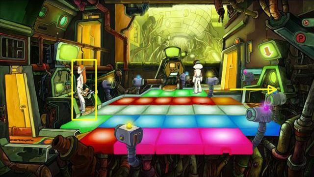 Tell Goal to deactivate the terminal on the right - Deactivate the cameras | Organon Cruiser in Goodbye Deponia - Organon Cruiser - Goodbye Deponia Guide