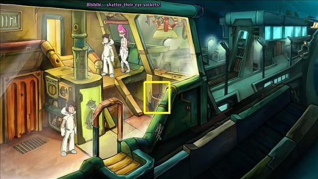 Ask Organon for a cup of coffee - Deactivate the cameras | Organon Cruiser in Goodbye Deponia - Organon Cruiser - Goodbye Deponia Guide