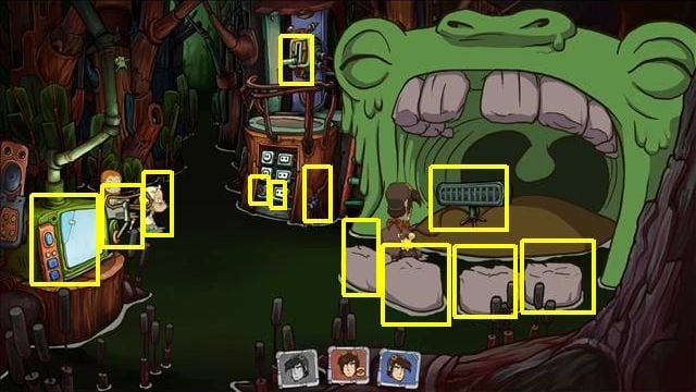 As the green Rufus click with the heater on the ideal place to rest (i - Putting children to sleep | To rescue Goal and Deponia in Goodbye Deponia - To rescue Goal and Deponia - Goodbye Deponia Guide