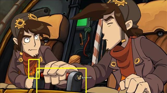 The action will take you back to the blue Rufus - Get out of trouble | To rescue Goal and Deponia in Goodbye Deponia - To rescue Goal and Deponia - Goodbye Deponia Guide